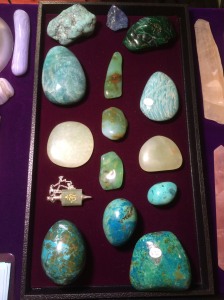 blues and greens - from Turquoise and Amazonite - to Crysoprase, Jade, and Chrysocolla